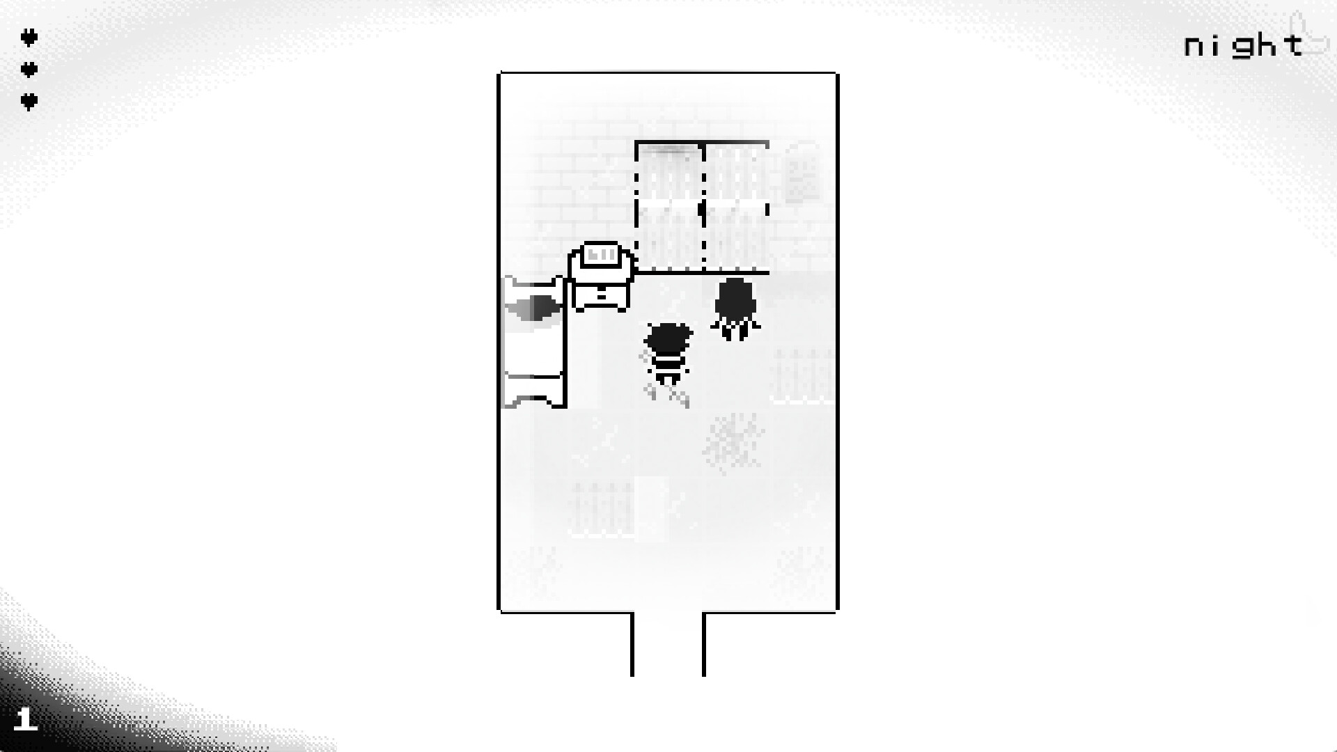 遊戲中的一個對話場景,展示了其簡潔的UI和敘事方式。