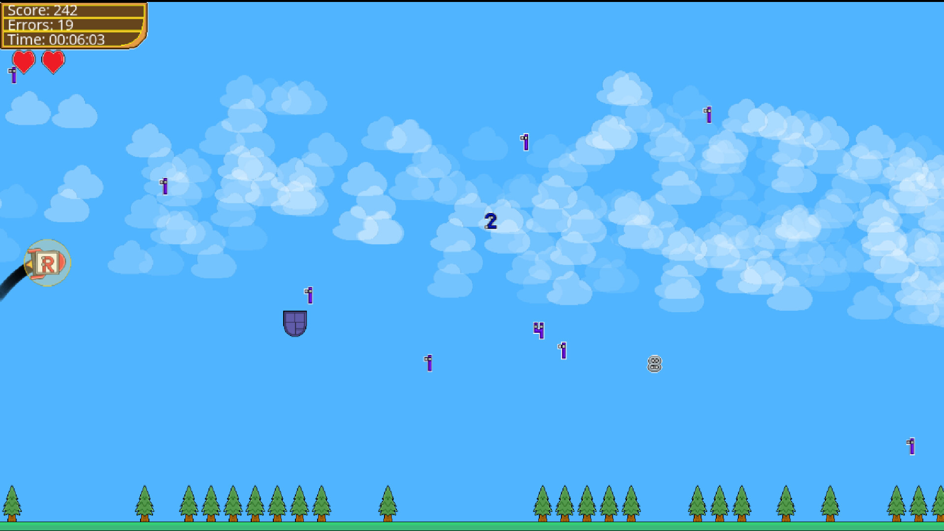 遊戲結束畫面，顯示最終得分