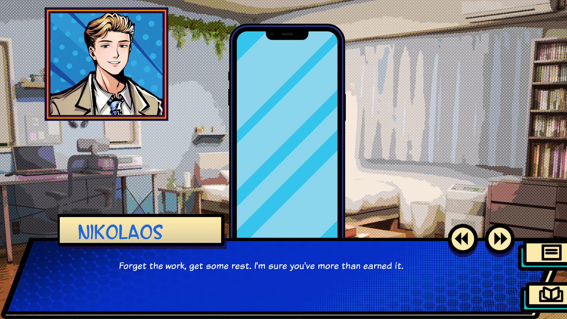 遊戲中的一個精美CG畫面，描繪了緊張的對峙時刻