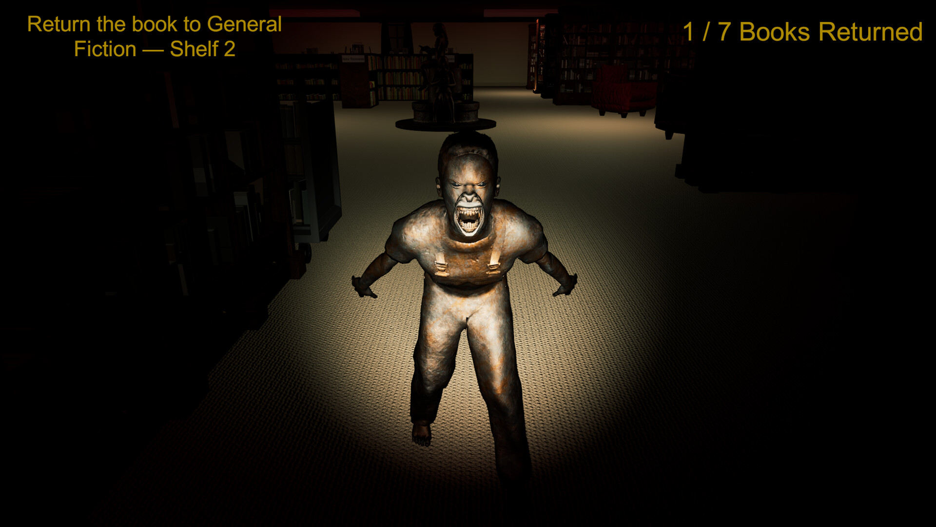 遊戲中陰森的走廊和雕像