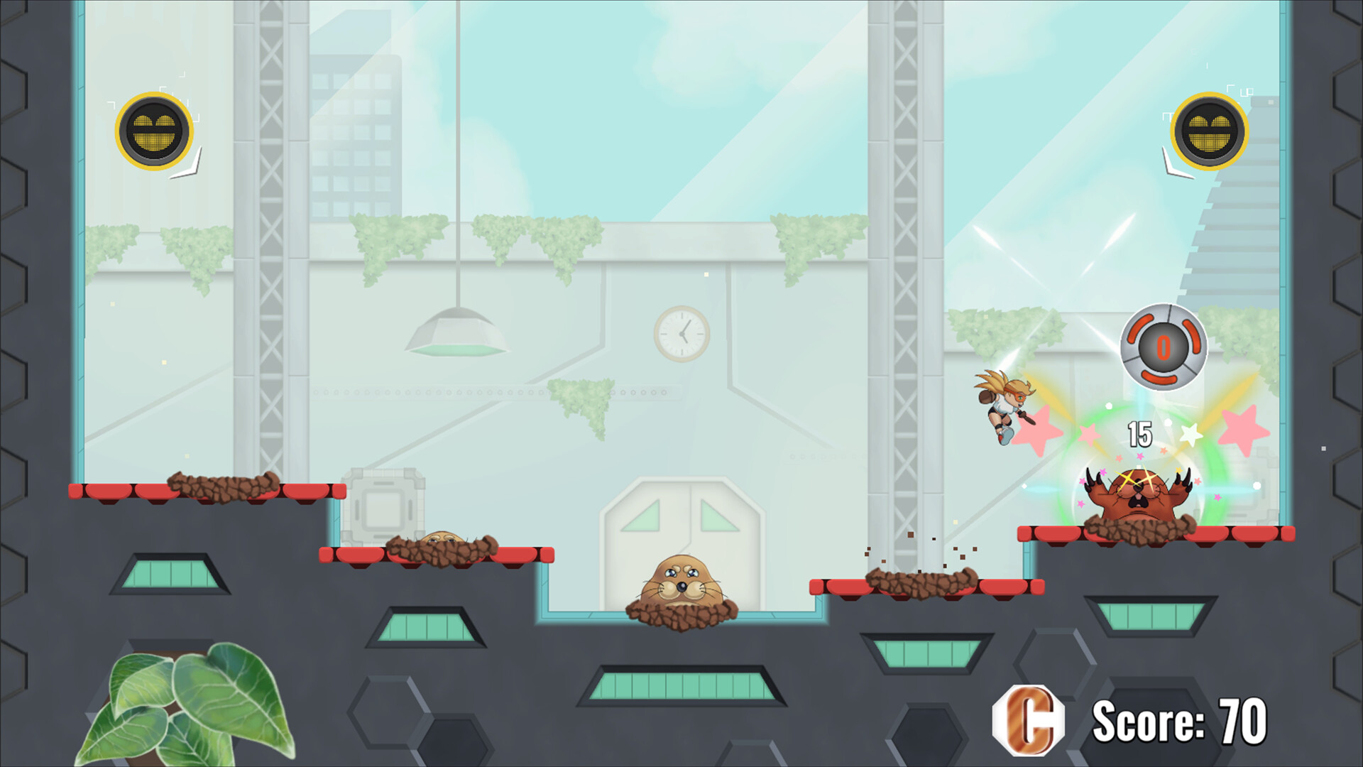 索娜在一個充滿霓虹燈光的城市場景中，準備擊打空中的排球。