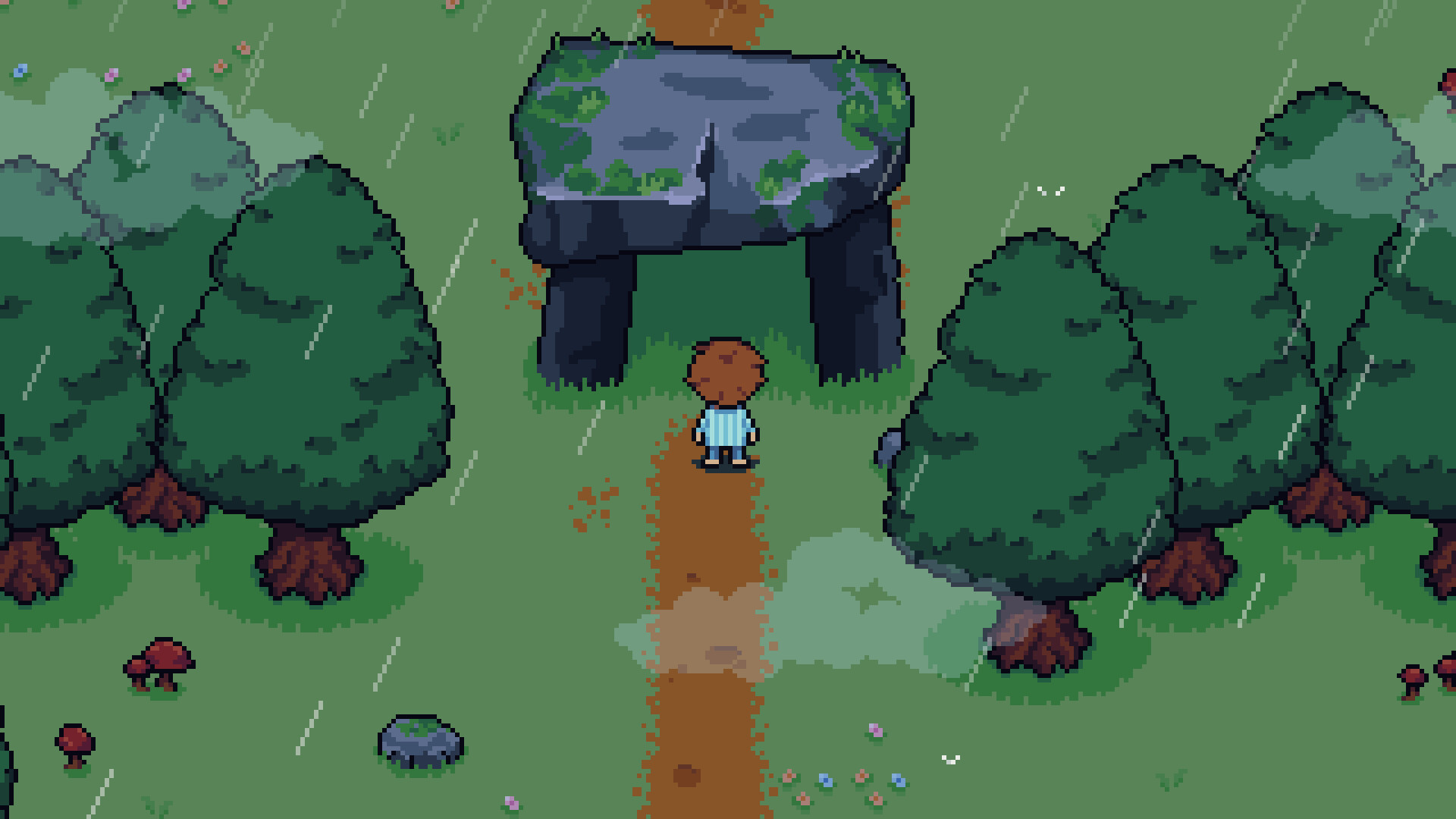 主角西奧孤身一人站在幽暗的森林中