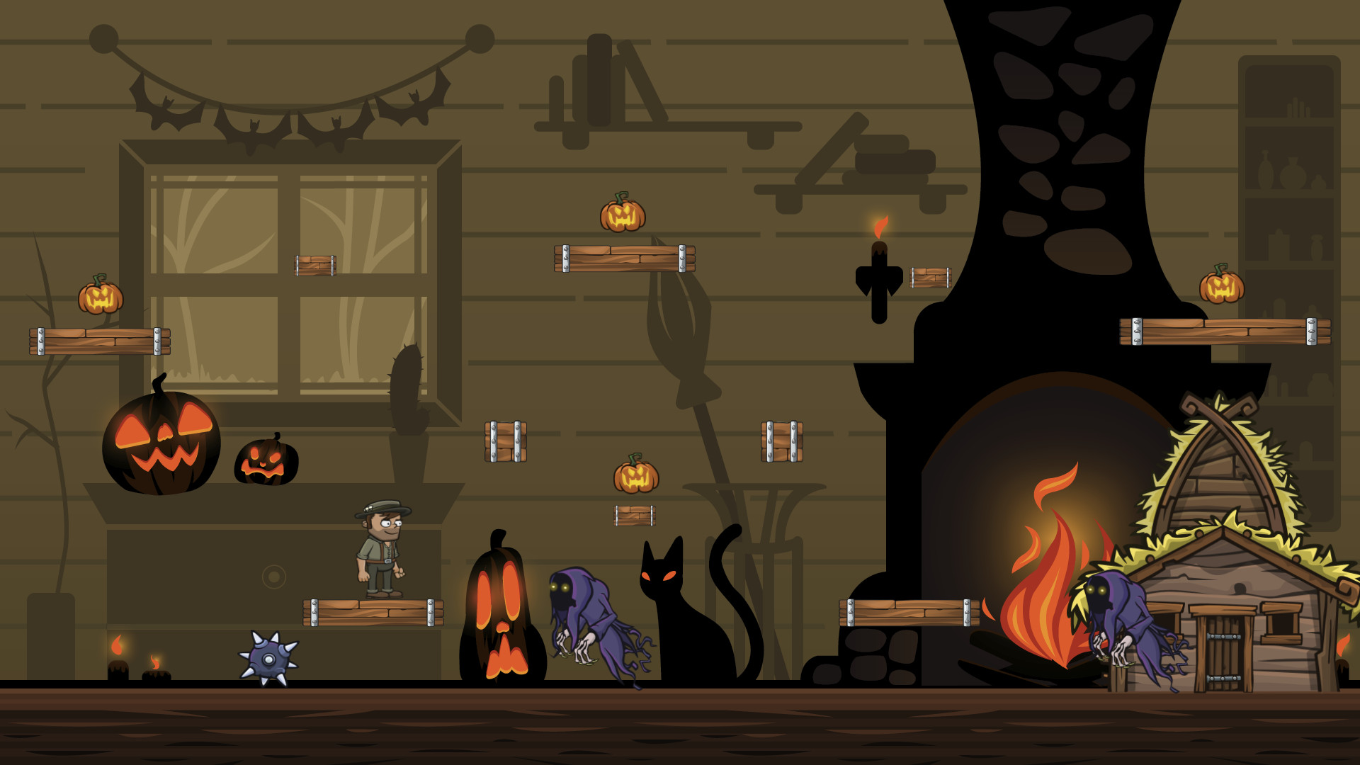 主角傑克在充滿陷阱的關卡中跳躍