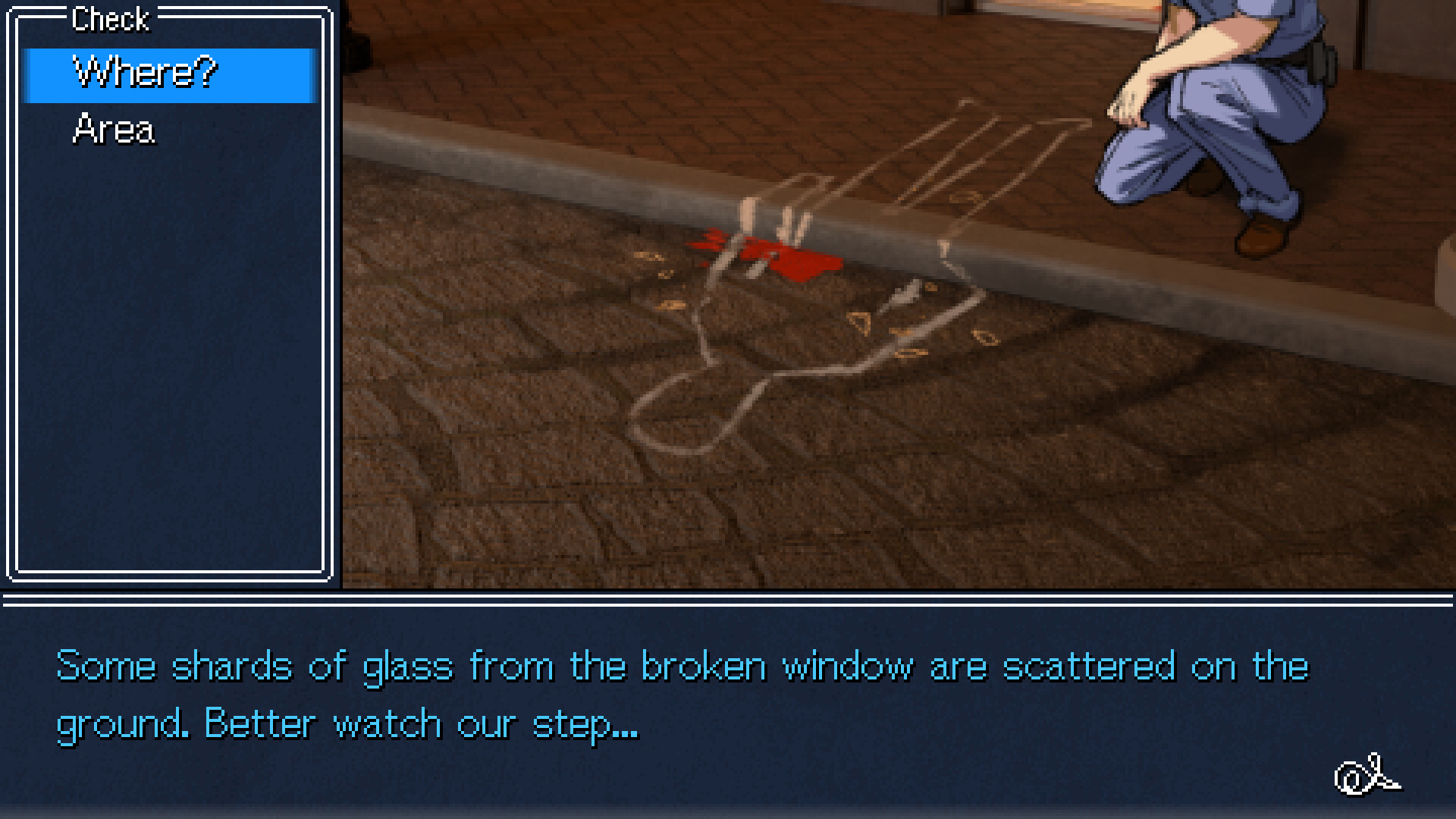 主角在列車走廊中的畫面，可以想像背景音樂會是充滿懸疑感的旋律。