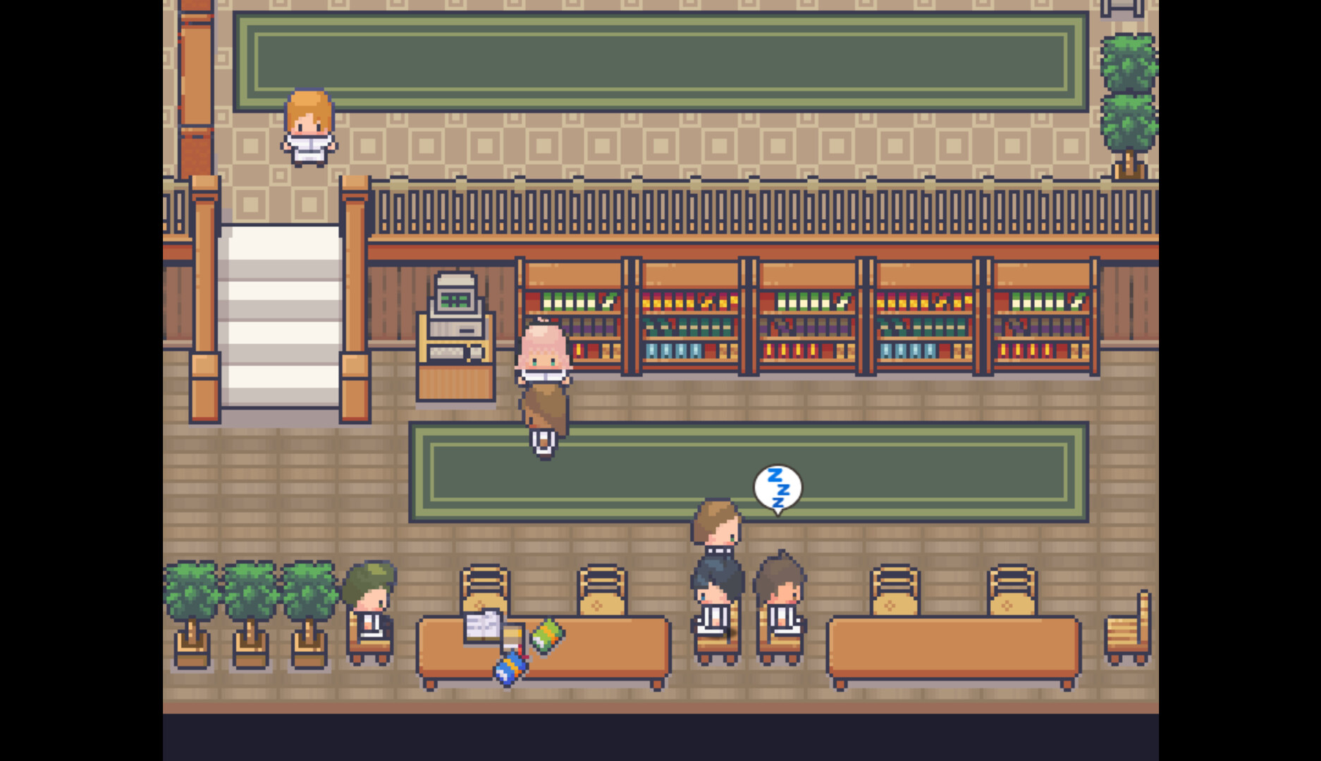 《工作生活平衡》遊戲畫面，展現其獨特的像素美術風格與反烏托邦氛圍