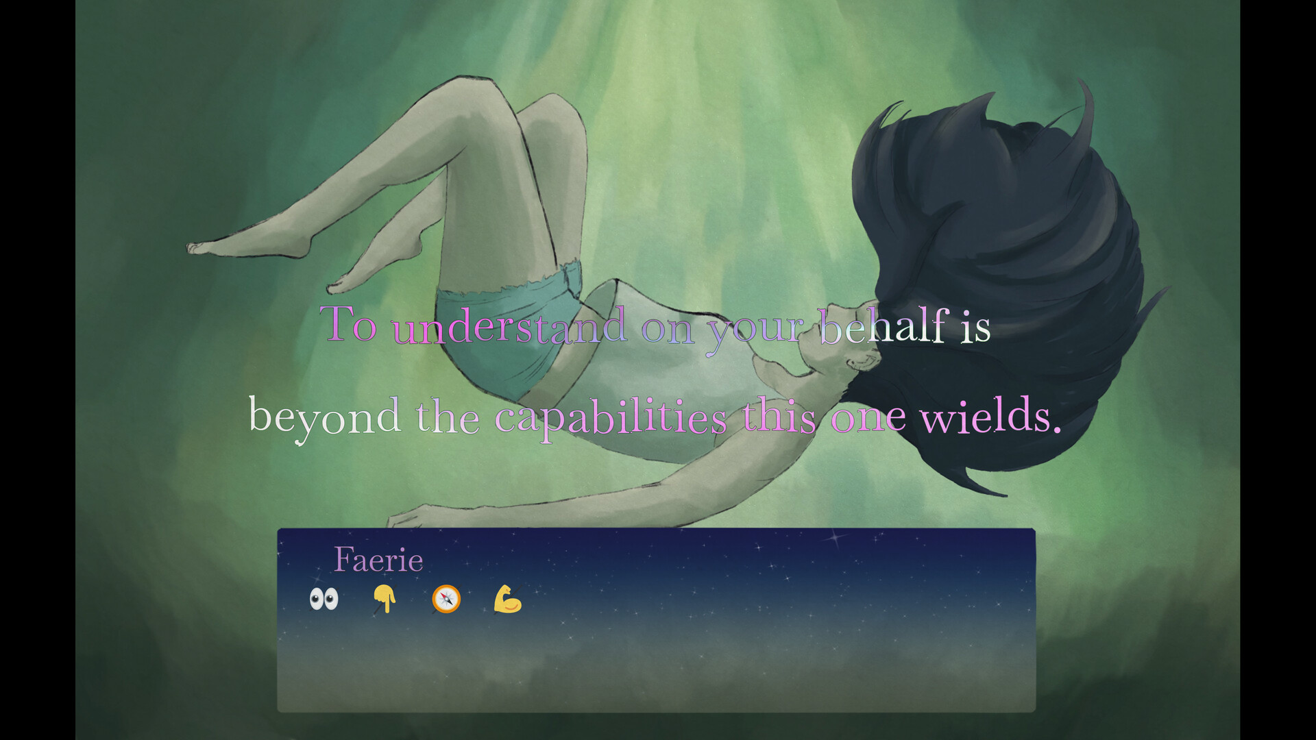 兩位主角在池塘邊的對話場景