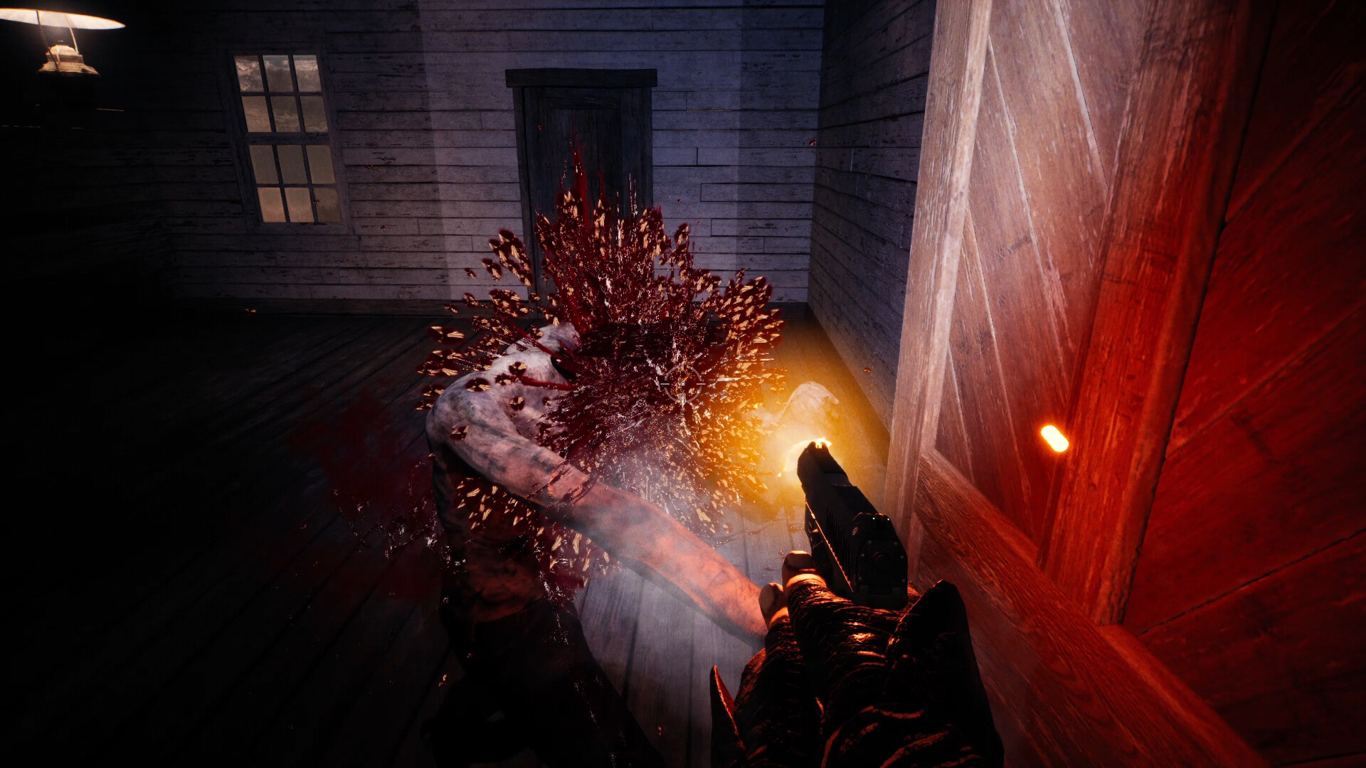 一個巨大的、肌肉發達的變異殭屍在街道上咆哮。