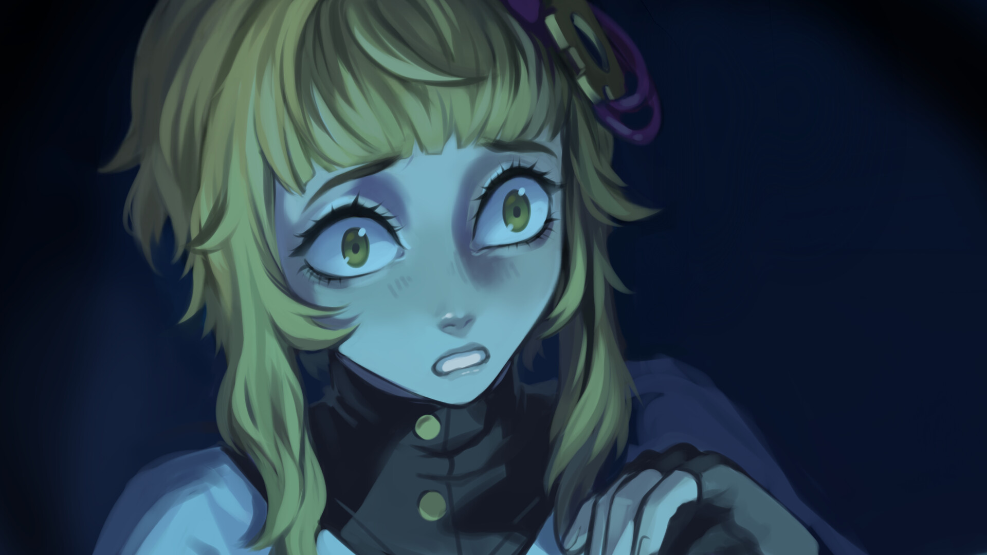 主角莉賽特與一位神秘的機械角色對峙，氣氛緊張。