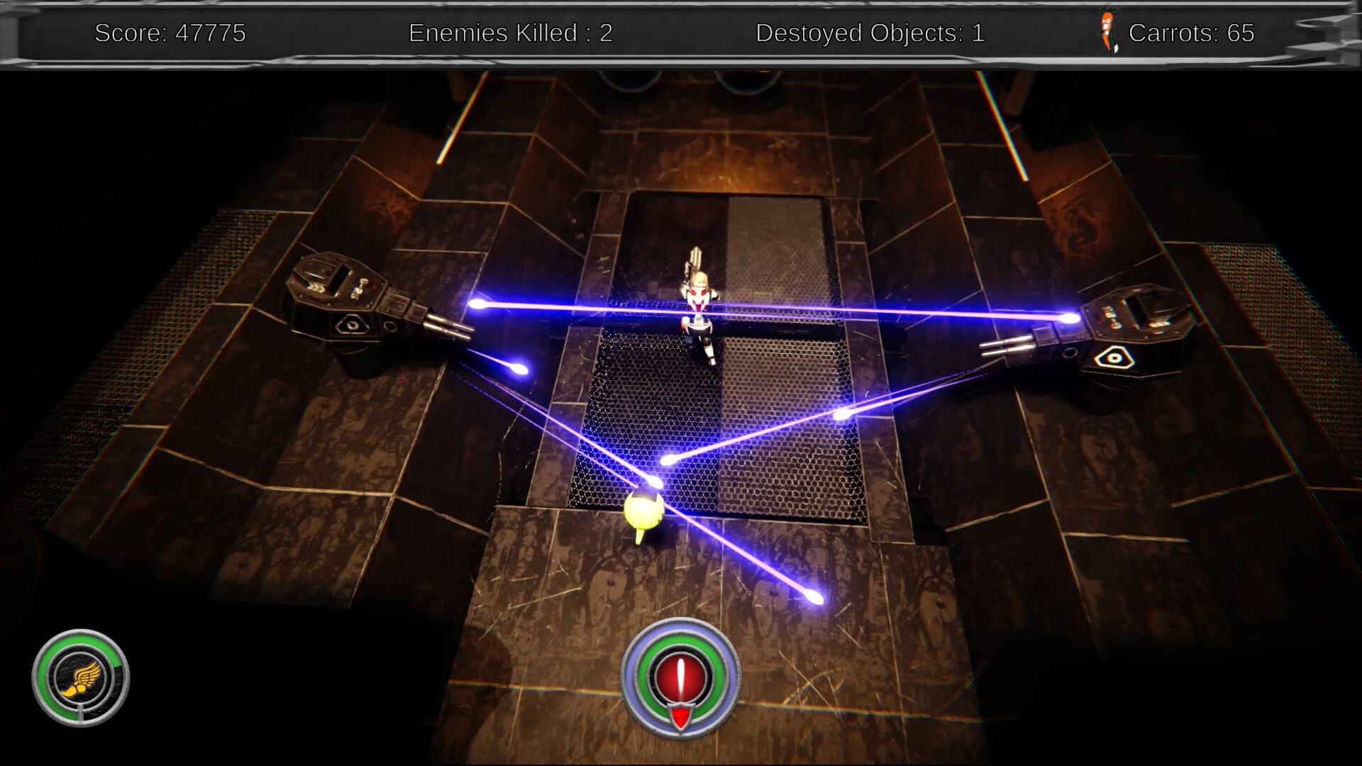 遊戲中的一個房間,佈滿了尖刺陷阱和敵人產生點。