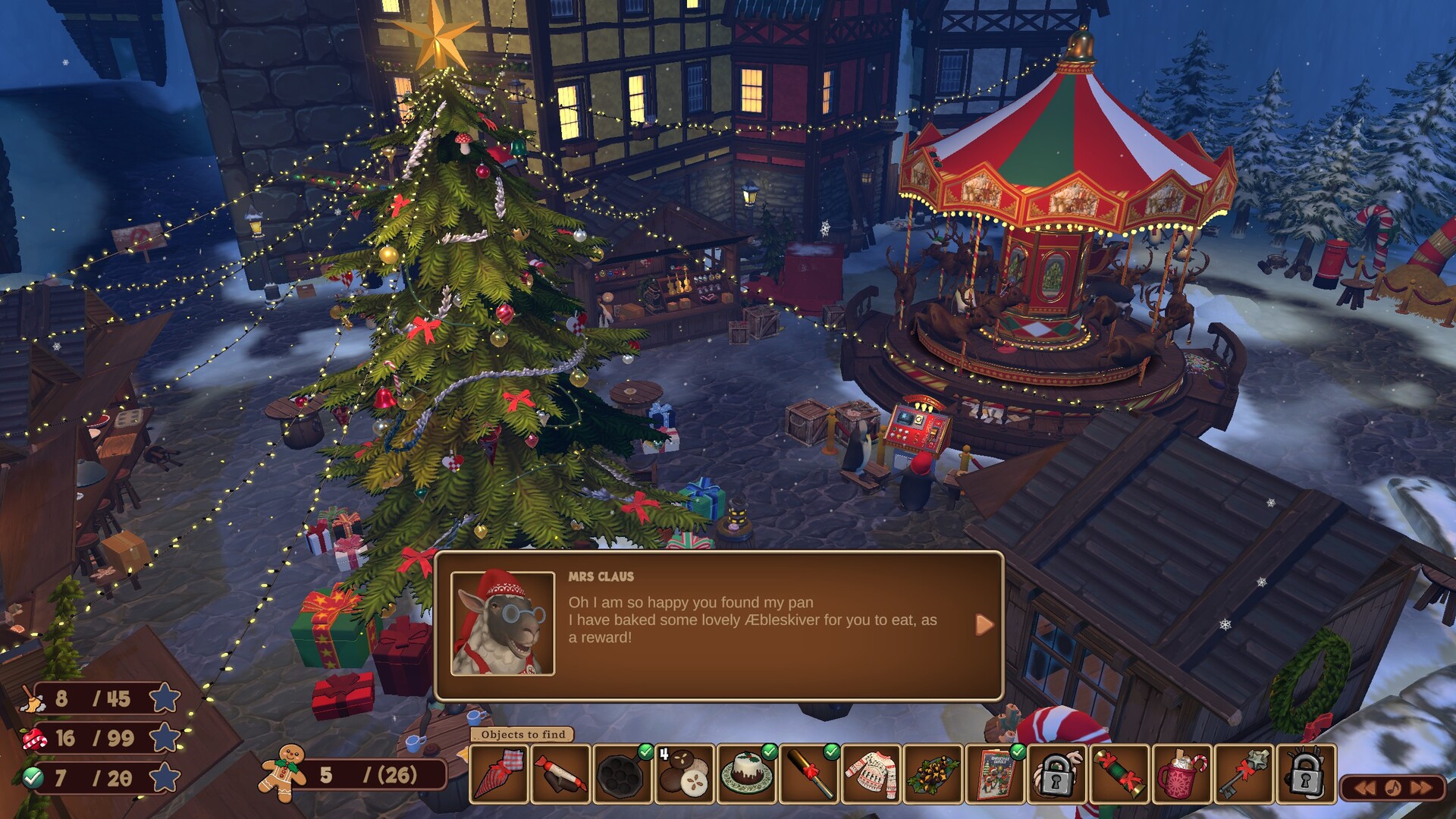 遊戲中溫馨的聖誕小屋場景