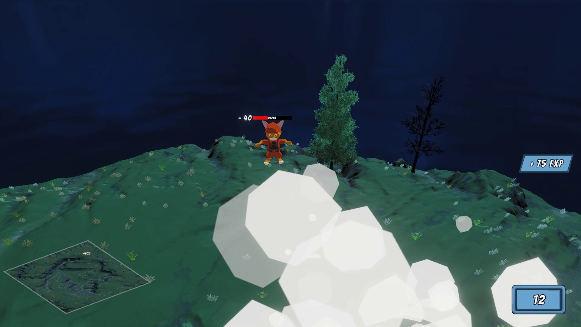 一隻貓咪士兵被爆炸擊飛，場景充滿動感。