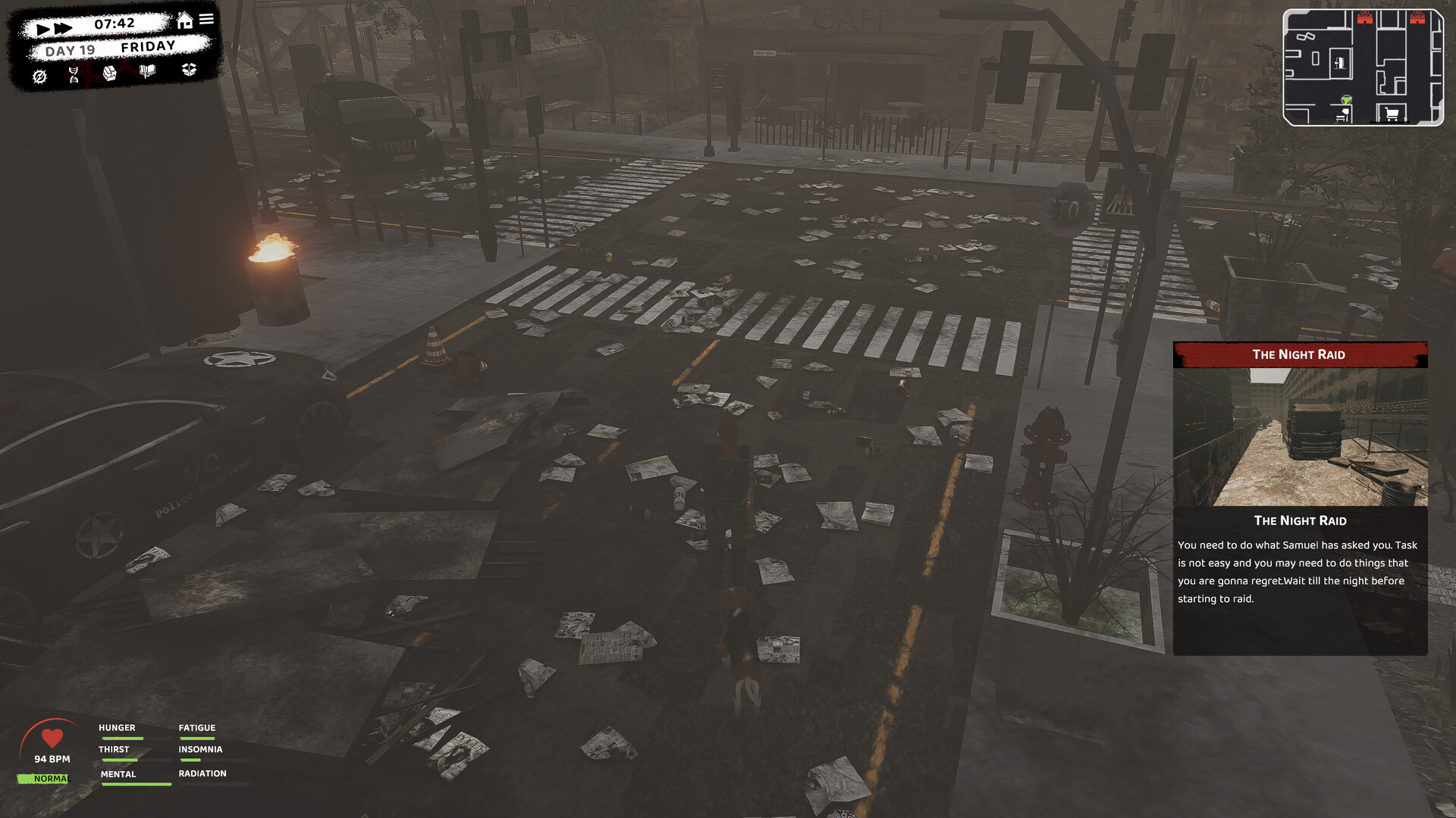 玩家角色在廢棄的建築中探索