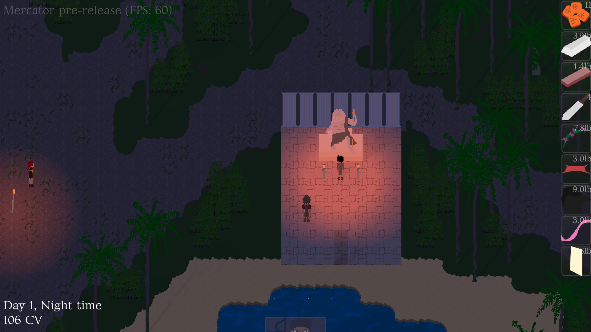 遊戲中玩家的商店內部，充滿像素風格。