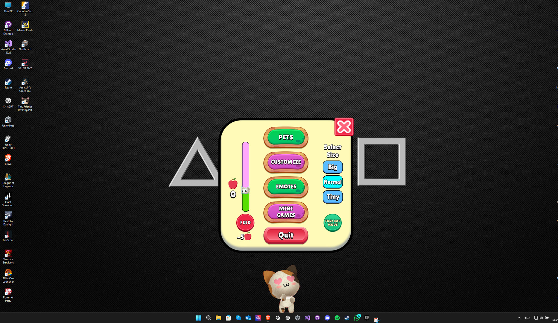 遊戲的自訂介面，展示了多種帽子和眼鏡等配件選項。