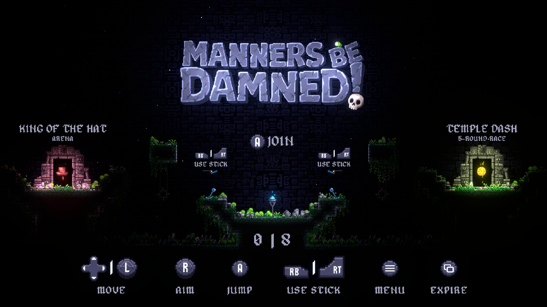 遊戲中的一個戶外關卡，有瀑布和木製平台。