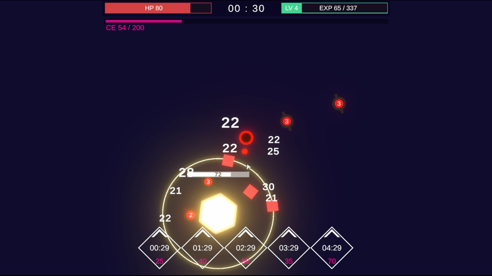 玩家角色在密集的敵人包圍中尋找生機。