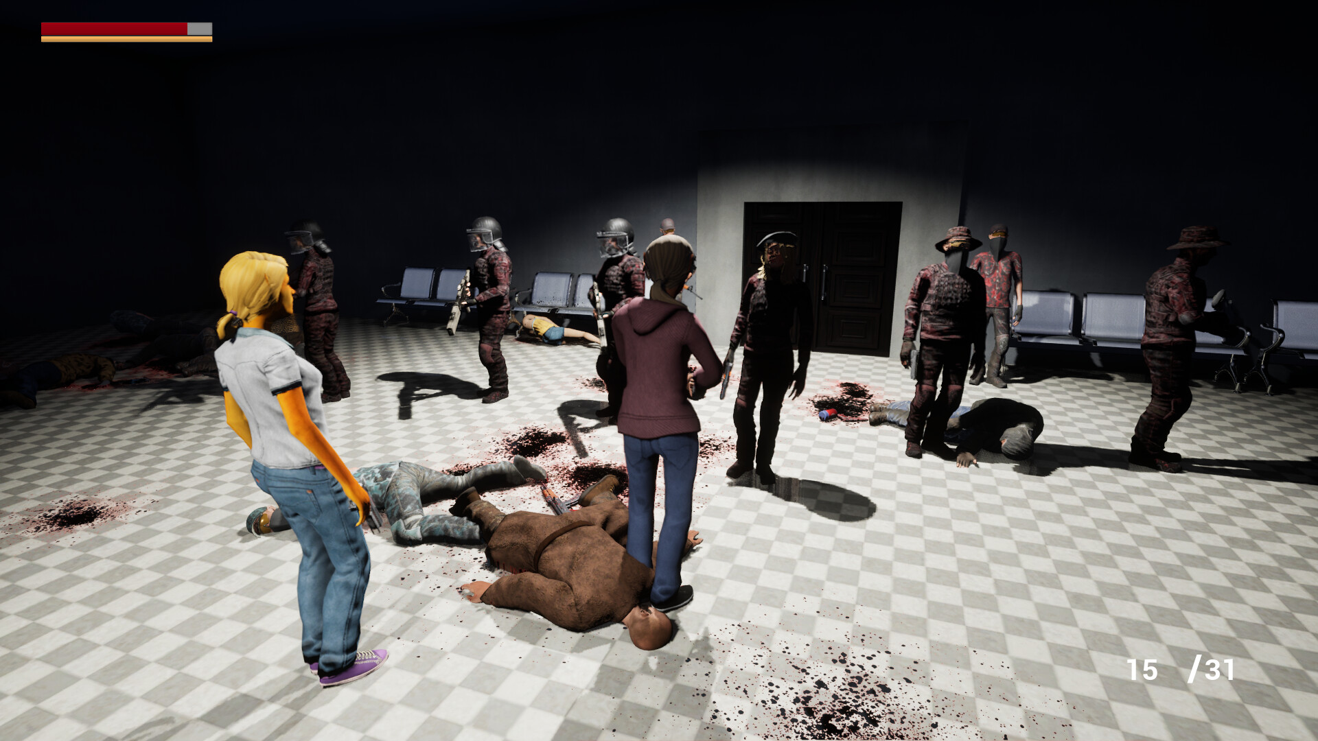 角色在一個充滿工業設施的區域探索，環境光影效果出色。