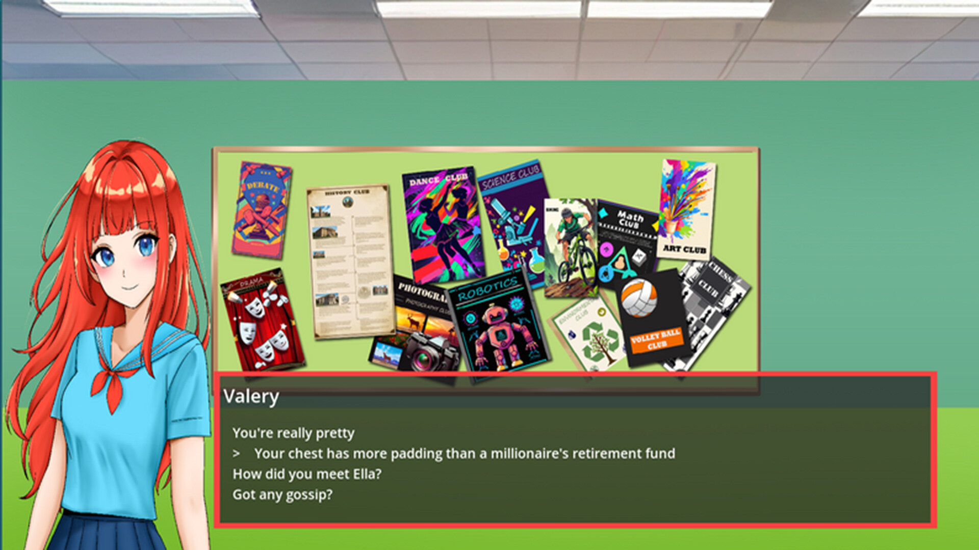 遊戲的視覺小說場景，角色對話是推動劇情的關鍵。