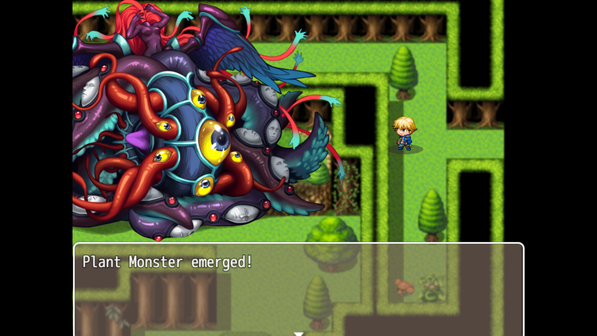 遊戲中的村莊場景,展現了豐富的像素藝術細節。