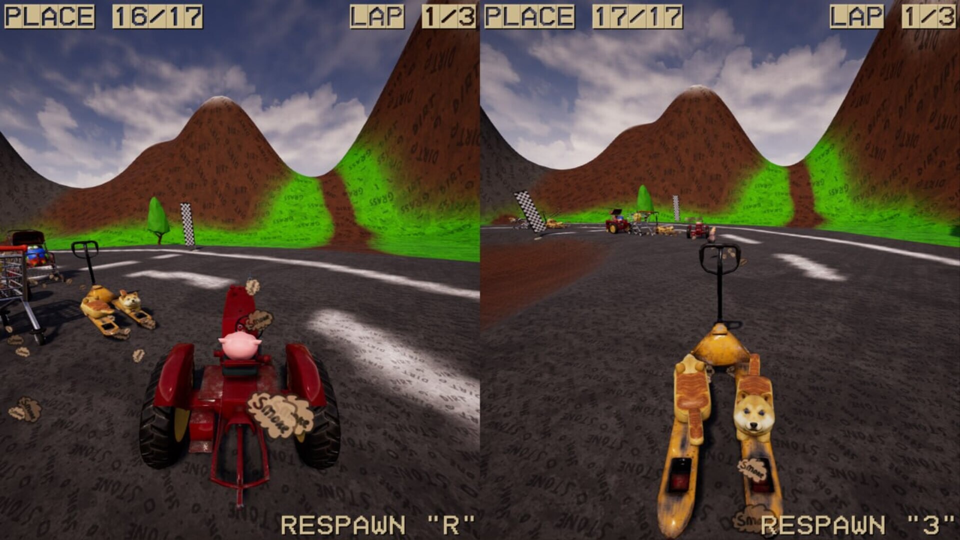 一個充滿抽象幾何形狀的賽道,視覺風格獨特。