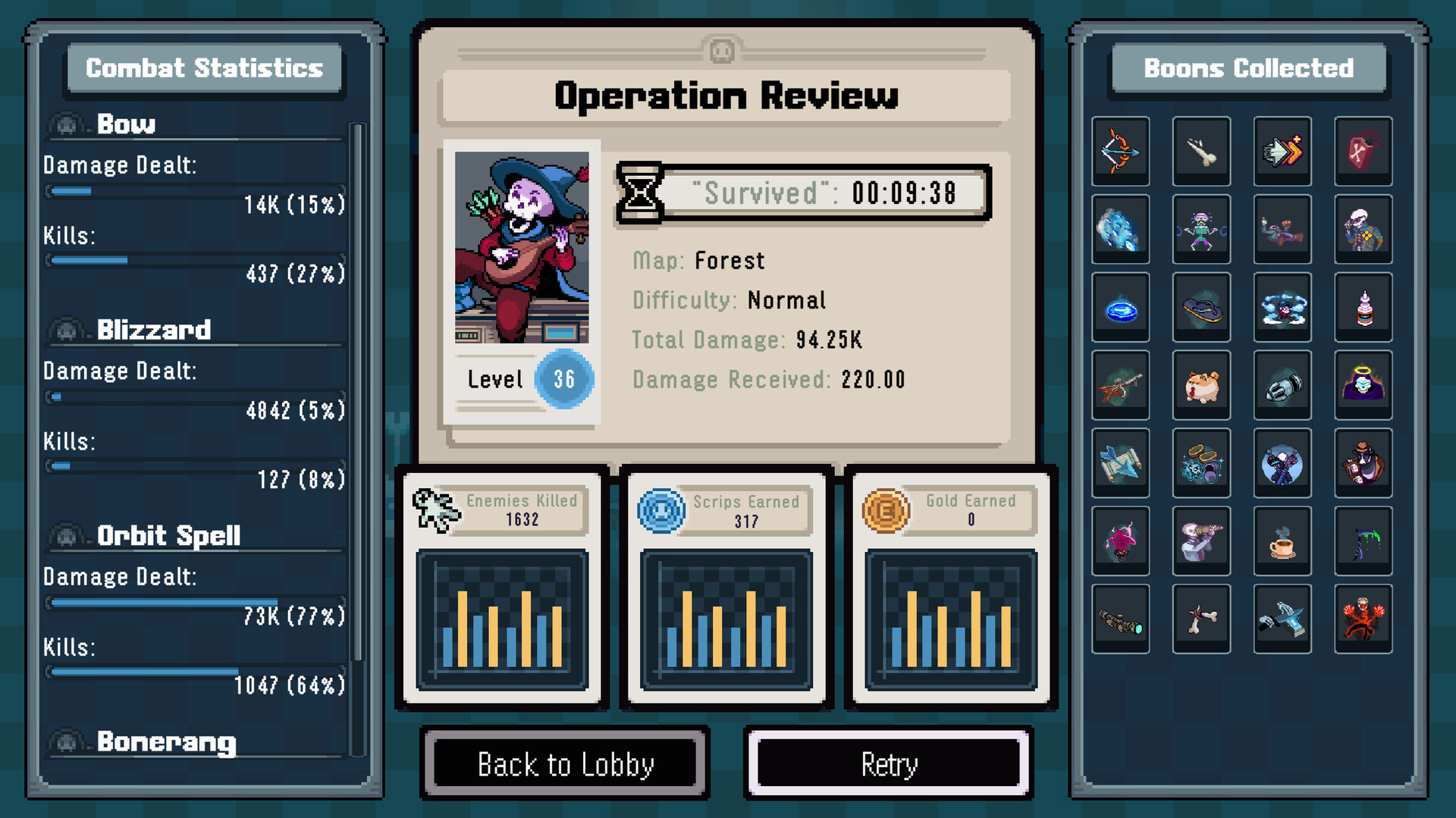 遊戲中的一個場景，展示了獨特的像素藝術風格和環境設計。