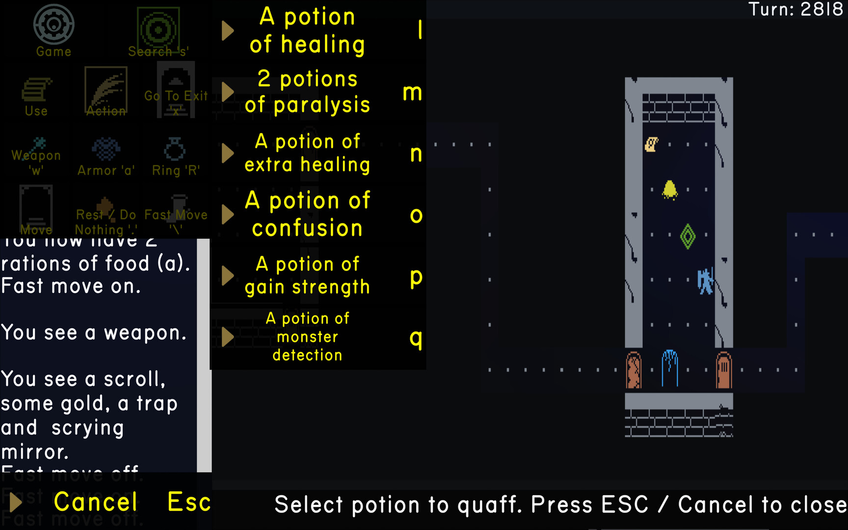 角色站在一個充滿綠色植物和水源的洞穴區域，展示了不同於傳統石牆地城的環境。
