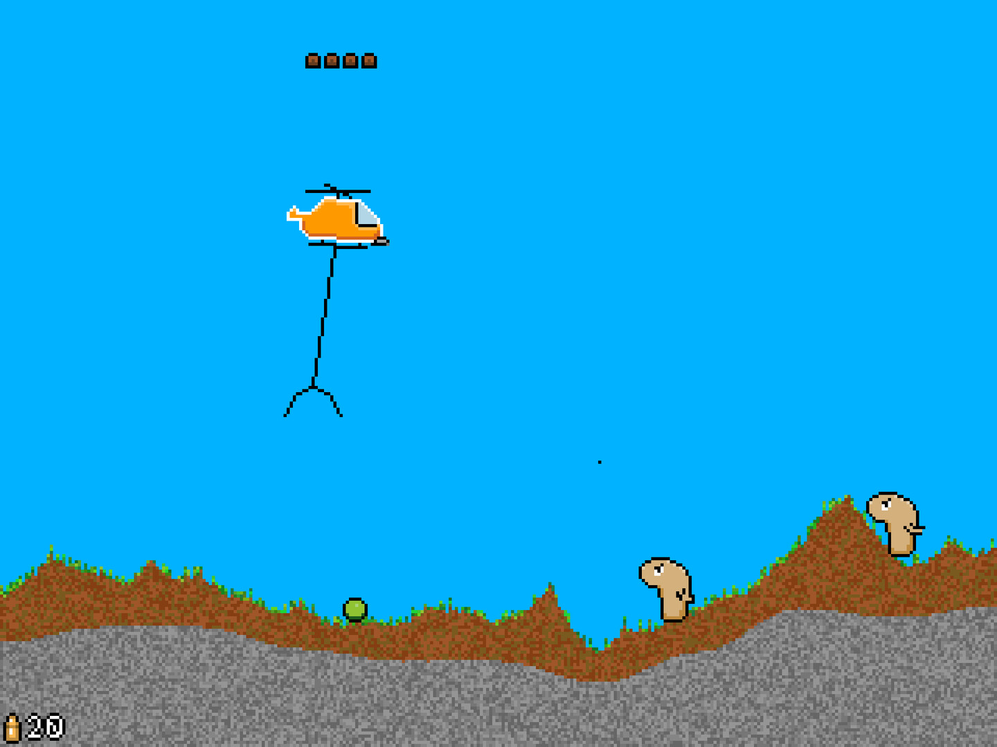 Heli遊戲的實際遊玩截圖，展示了基地的經營畫面