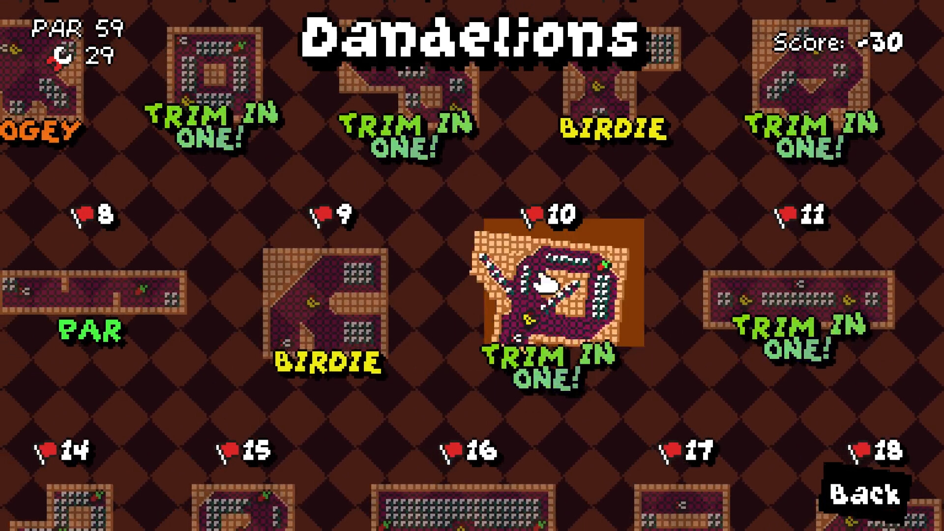 在不同的花園場景中進行挑戰