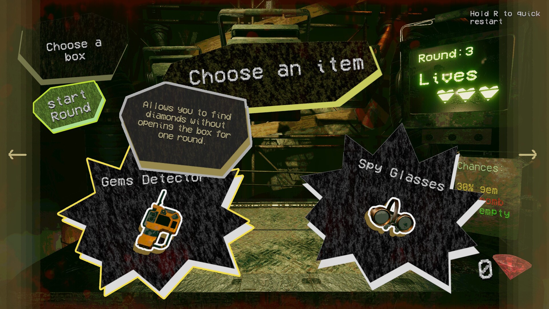 遊戲中的一個選擇介面，突顯了簡潔而重要的抉擇