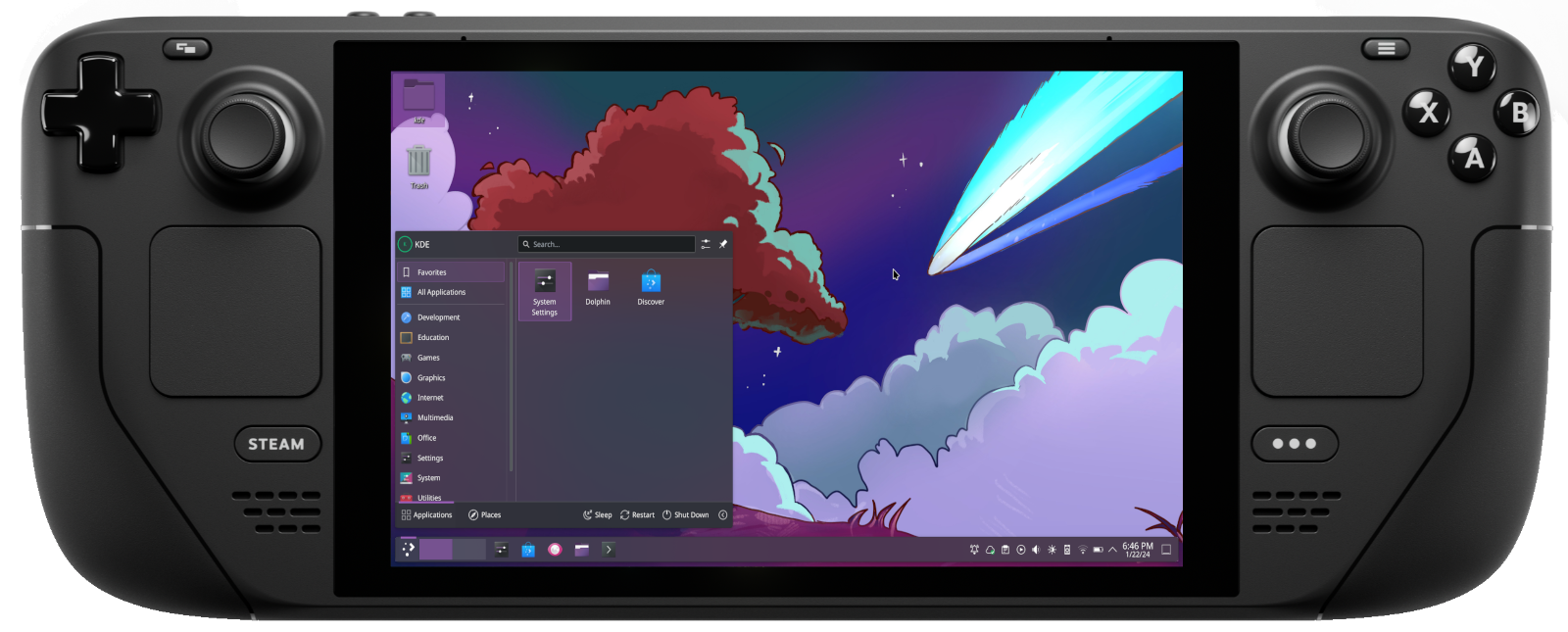 Steam Deck 運行 KDE Plasma 桌面