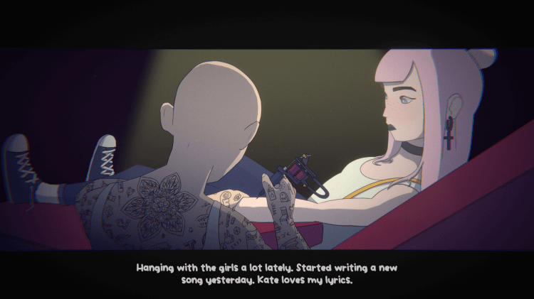 主角阿斯特麗德在房間練習吉他