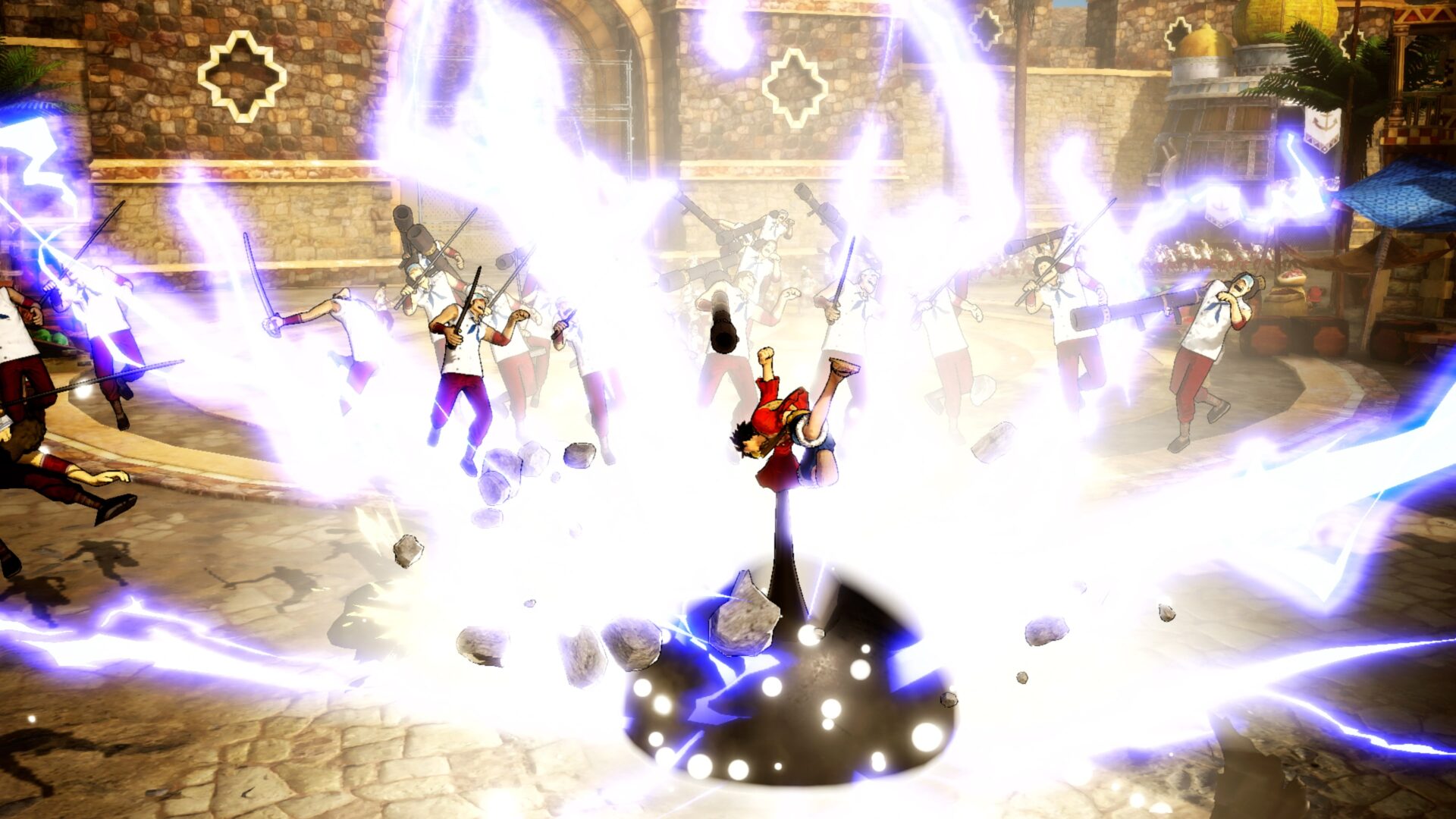 玩家操控角色對抗巨大的敵人。