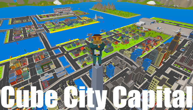 Cube City Capital 宣傳圖，強調了探索、戰鬥與財富積累的核心玩法。