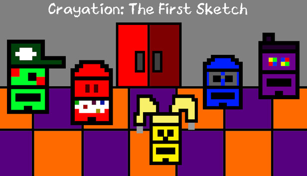 Crayation: The First Sketch 遊戲宣傳圖，描繪了主角面對恐怖蠟筆怪物的場景