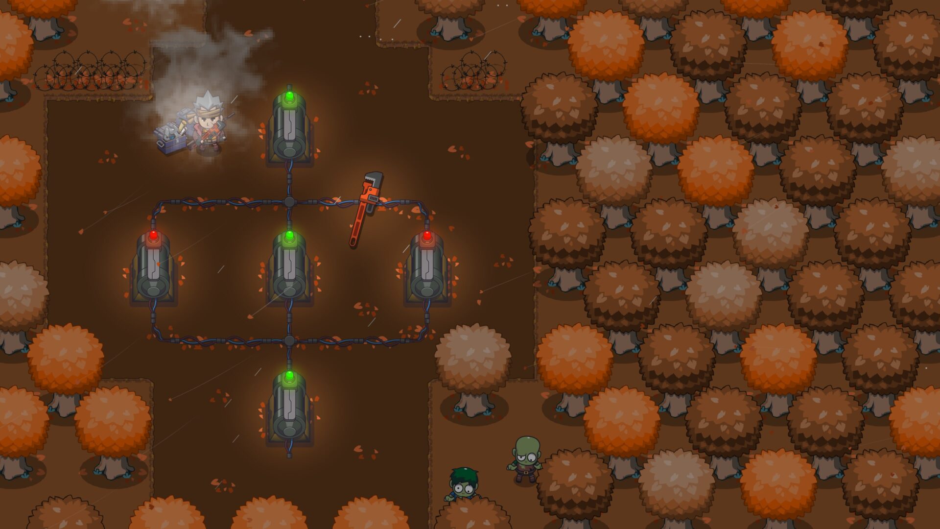 一個戶外場景的關卡,背景中有廢棄的建築,增強了末日氛圍