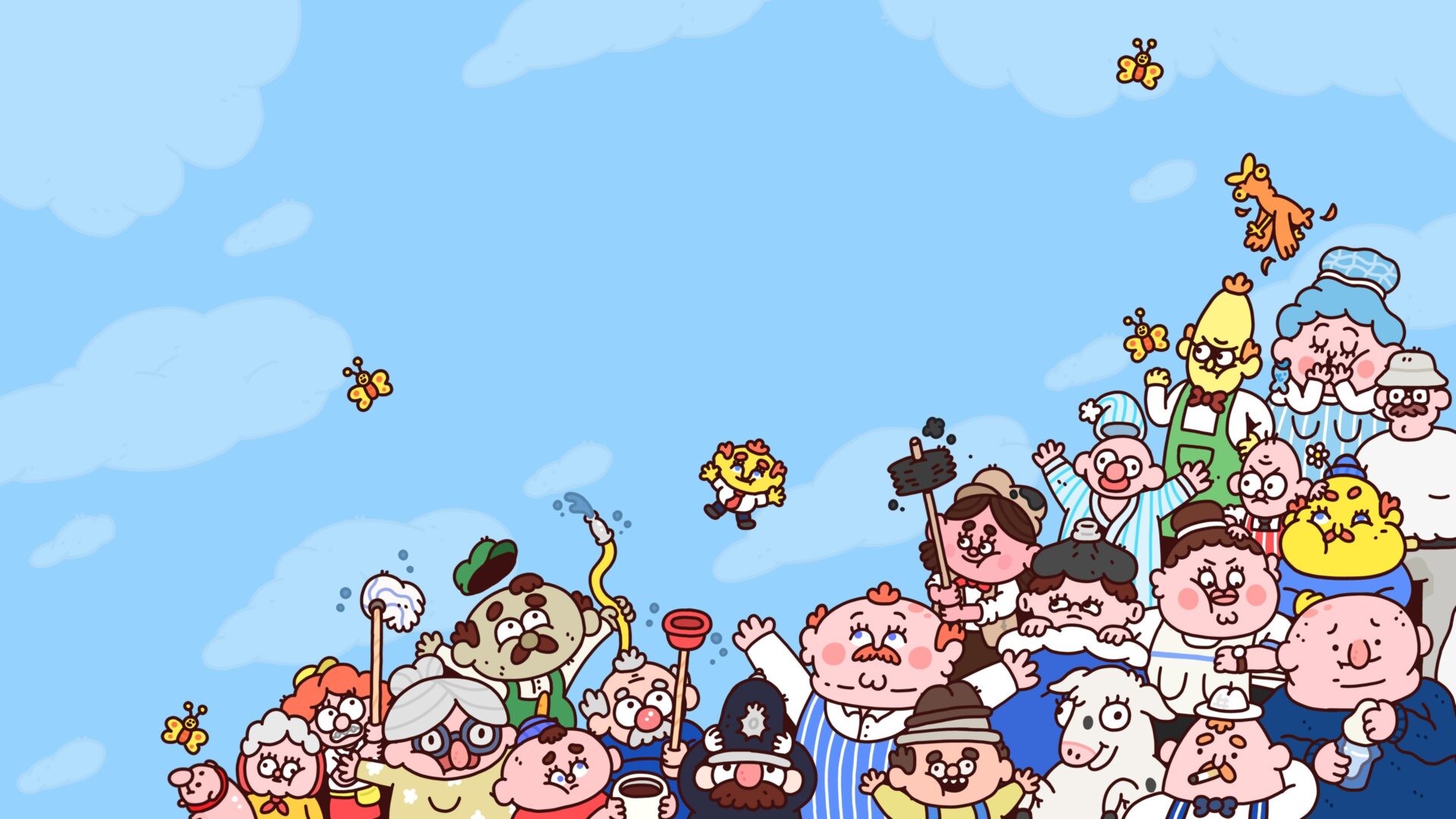 Thank Goodness You're Here! 遊戲主視覺圖,展現獨特的手繪卡通風格