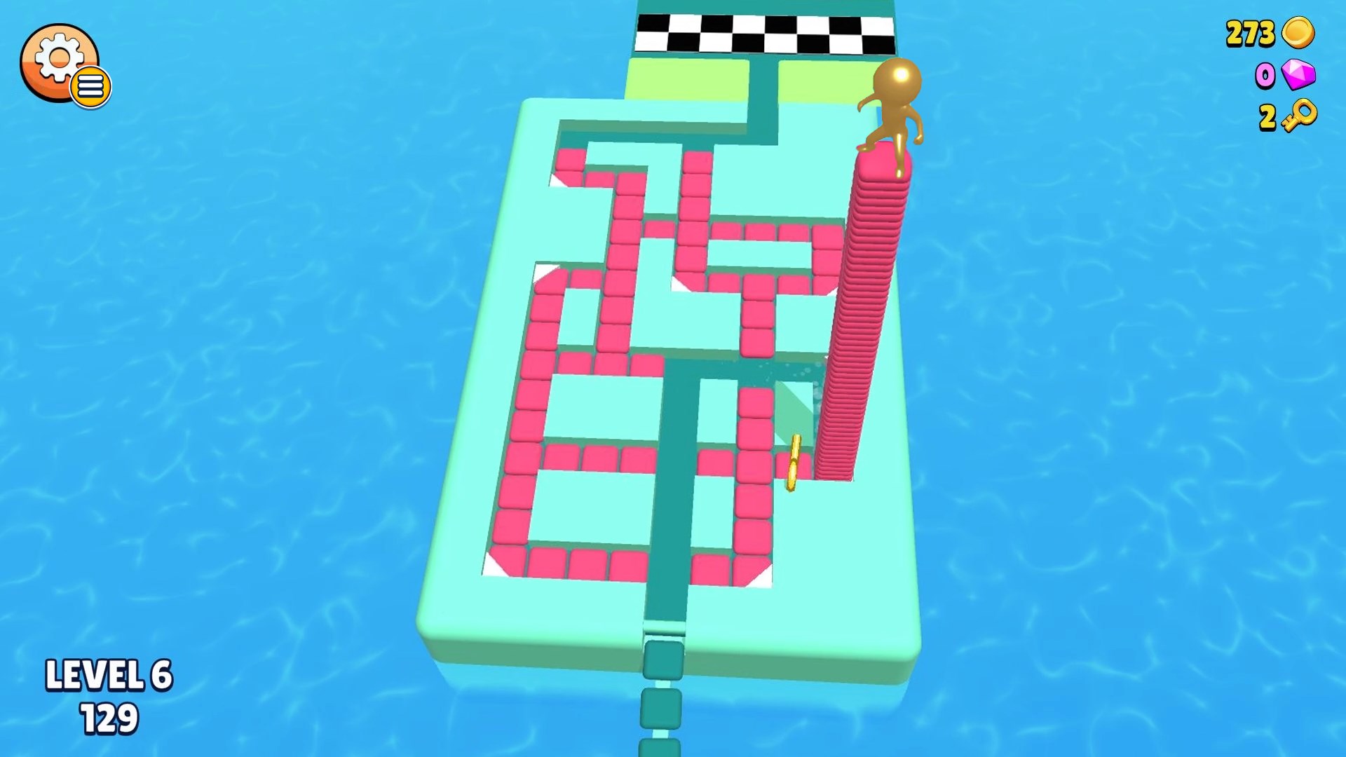 遊戲截圖：角色收集方塊並堆疊