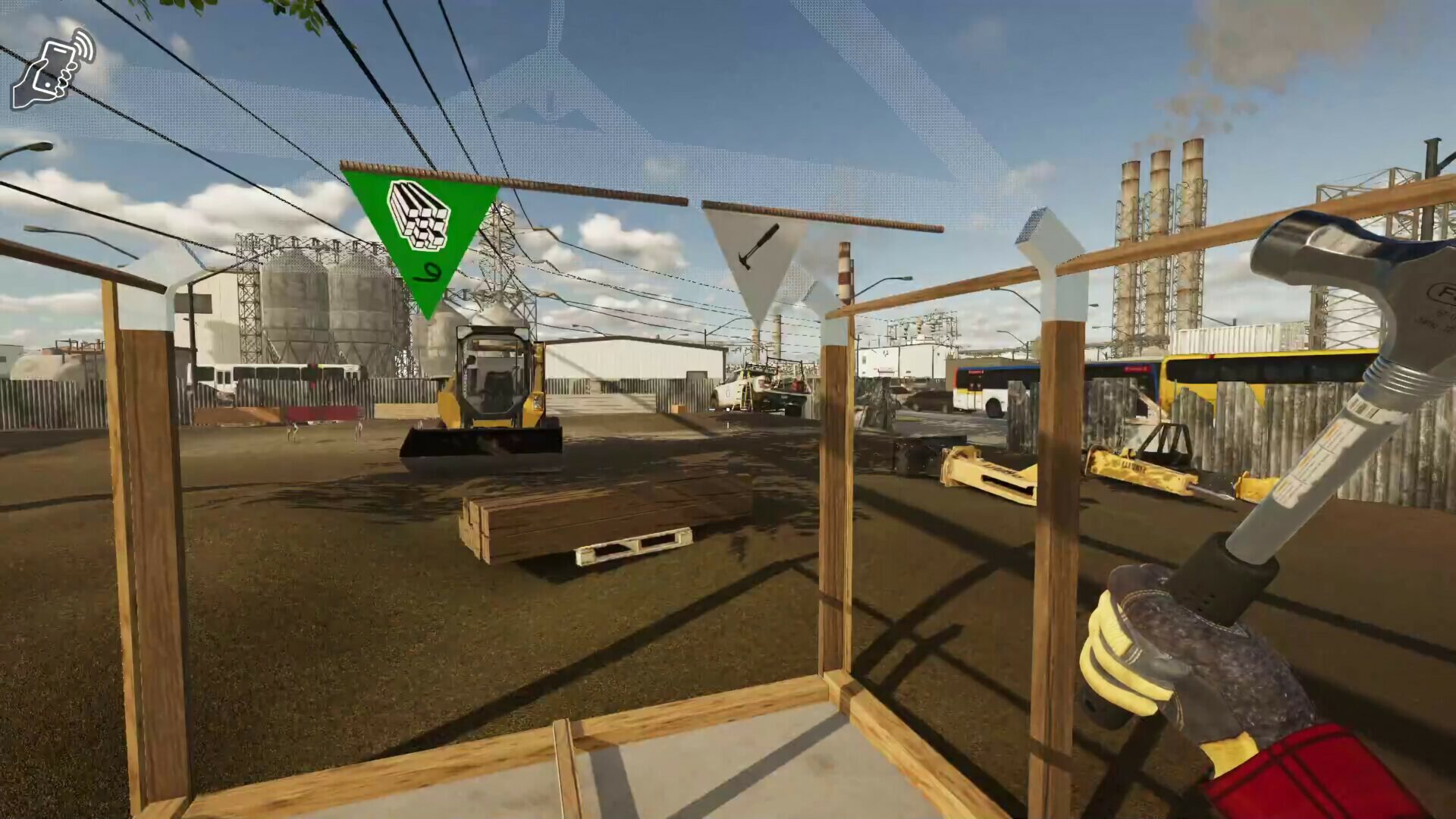 使用起重機吊裝建材