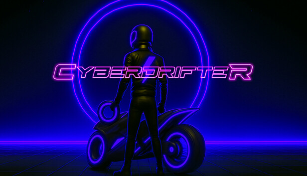 CYBERDRIFTER 遊戲封面圖，展示了充滿霓虹光影的虛擬世界與主角形象