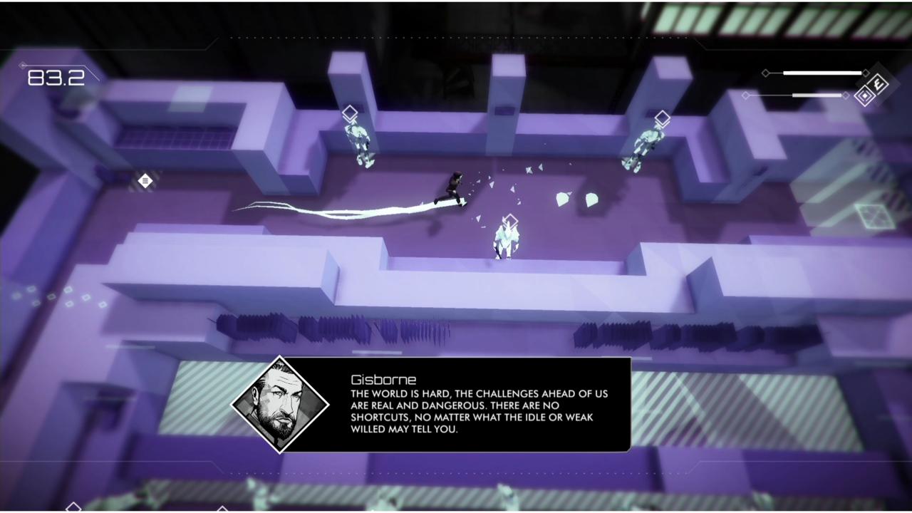 玩家需要在充滿未來感的關卡中躲避敵人視線