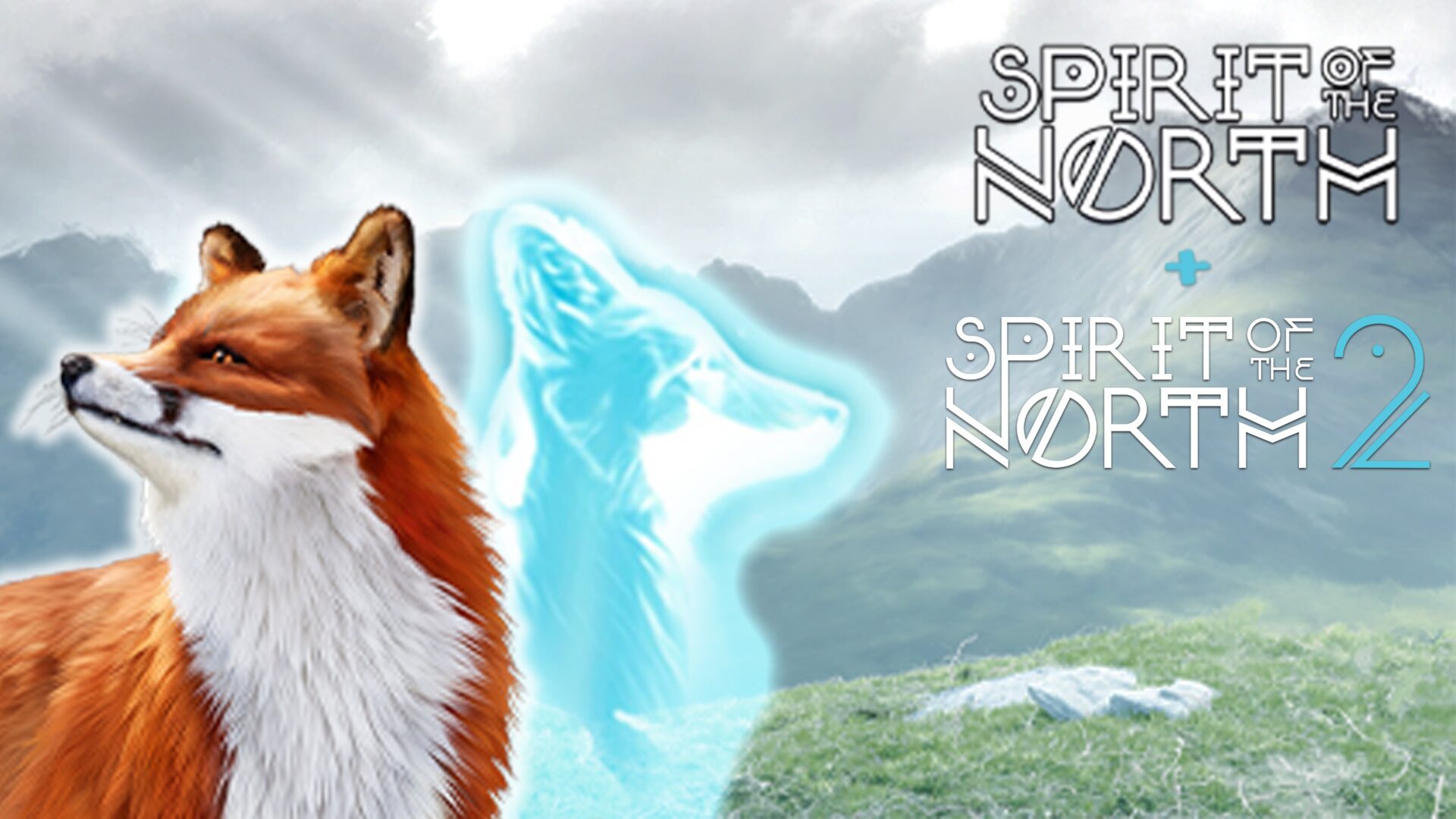 Spirit of the North 1 & 2 Bundle 遊戲主視覺圖，展現狐狸與極光守護者的壯麗場景