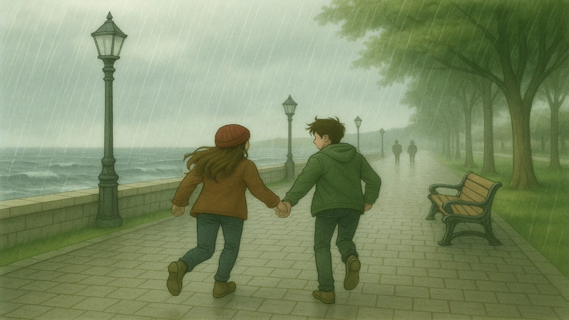 室內場景展現出溫馨的書店與咖啡廳氛圍