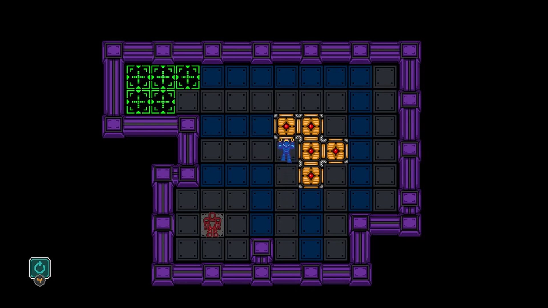 RoboHero 遊戲截圖，展示關卡設計與推箱子玩法