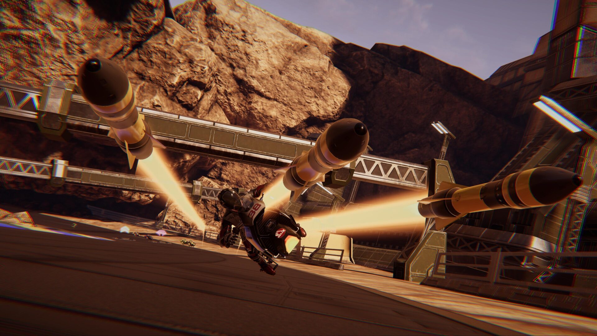 夕陽下的異星賽道景觀