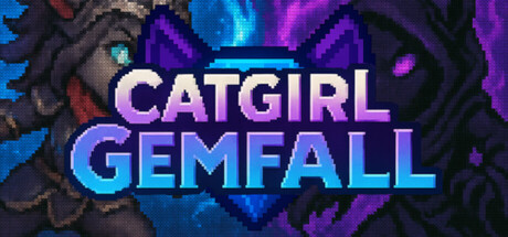 Catgirl Gemfall 遊戲主視覺圖,展示了華麗的推幣機與寶石元素。