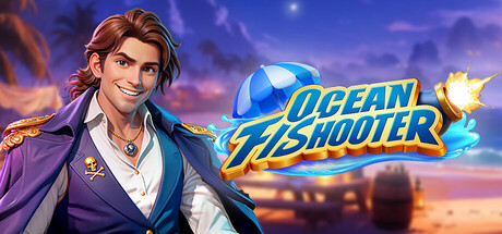 Ocean Fishooter 遊戲主視覺圖，展示了深海狩獵的激烈場面