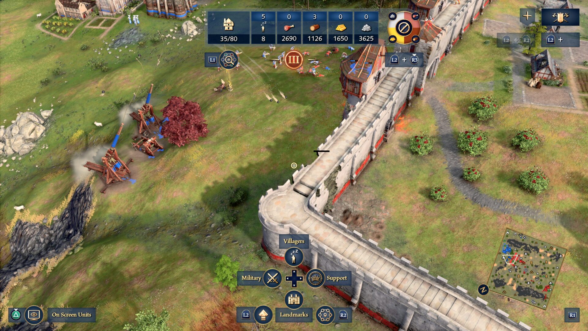 世紀帝國 IV 遊戲畫面，展示了宏偉的城堡與軍隊