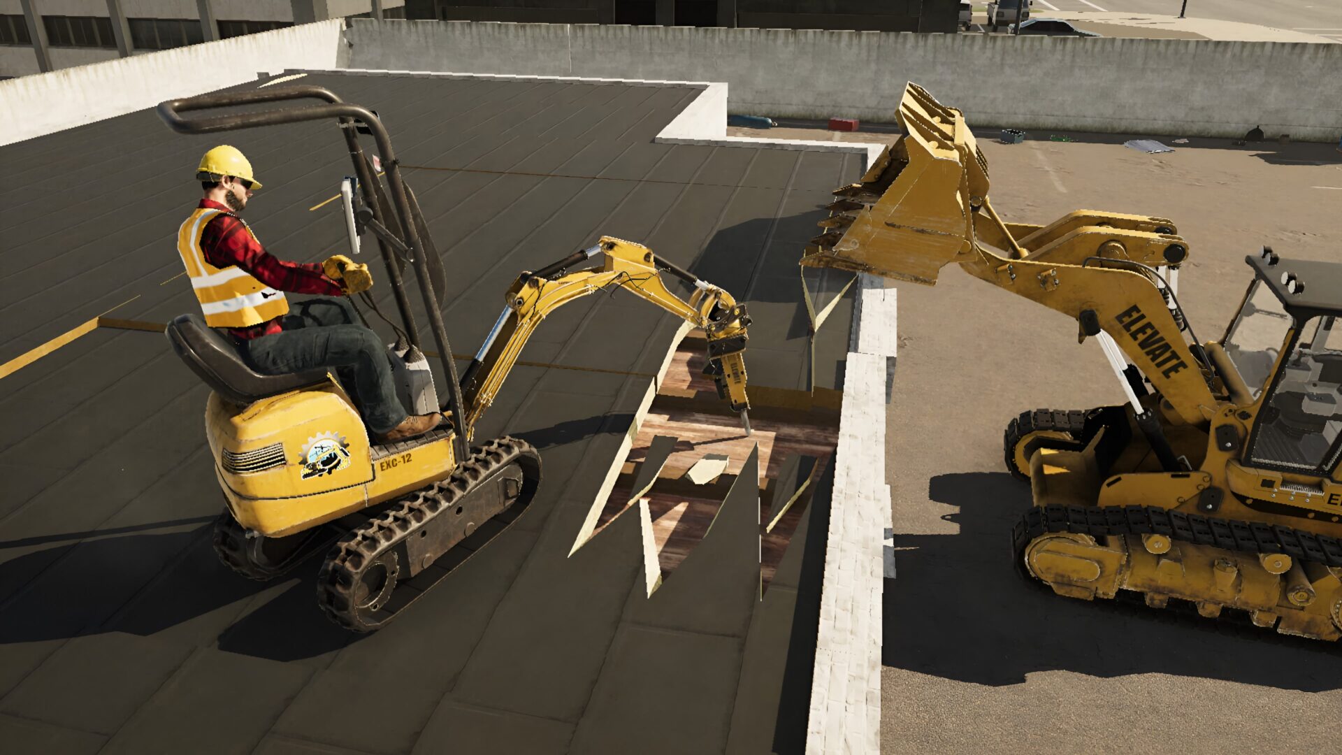 遊戲畫面展示了新建建築的木質框架結構