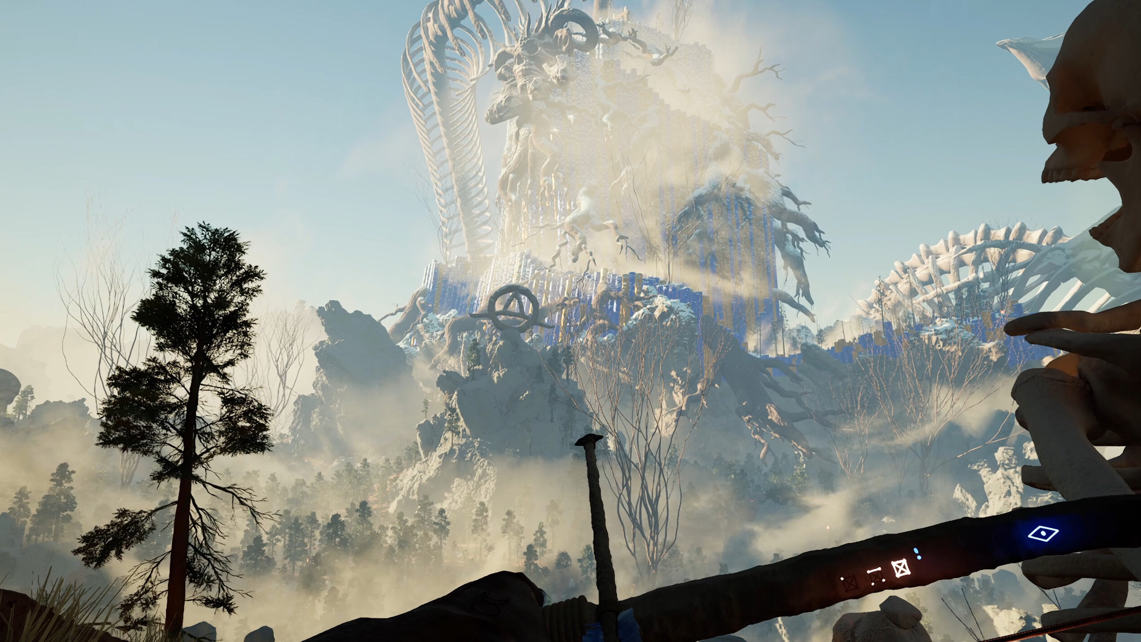 巨大怪物在充滿金屬風格的場景中咆哮