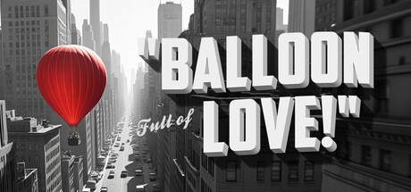 遊戲主視覺圖,展示了一顆紅氣球飄浮在復古城市上空